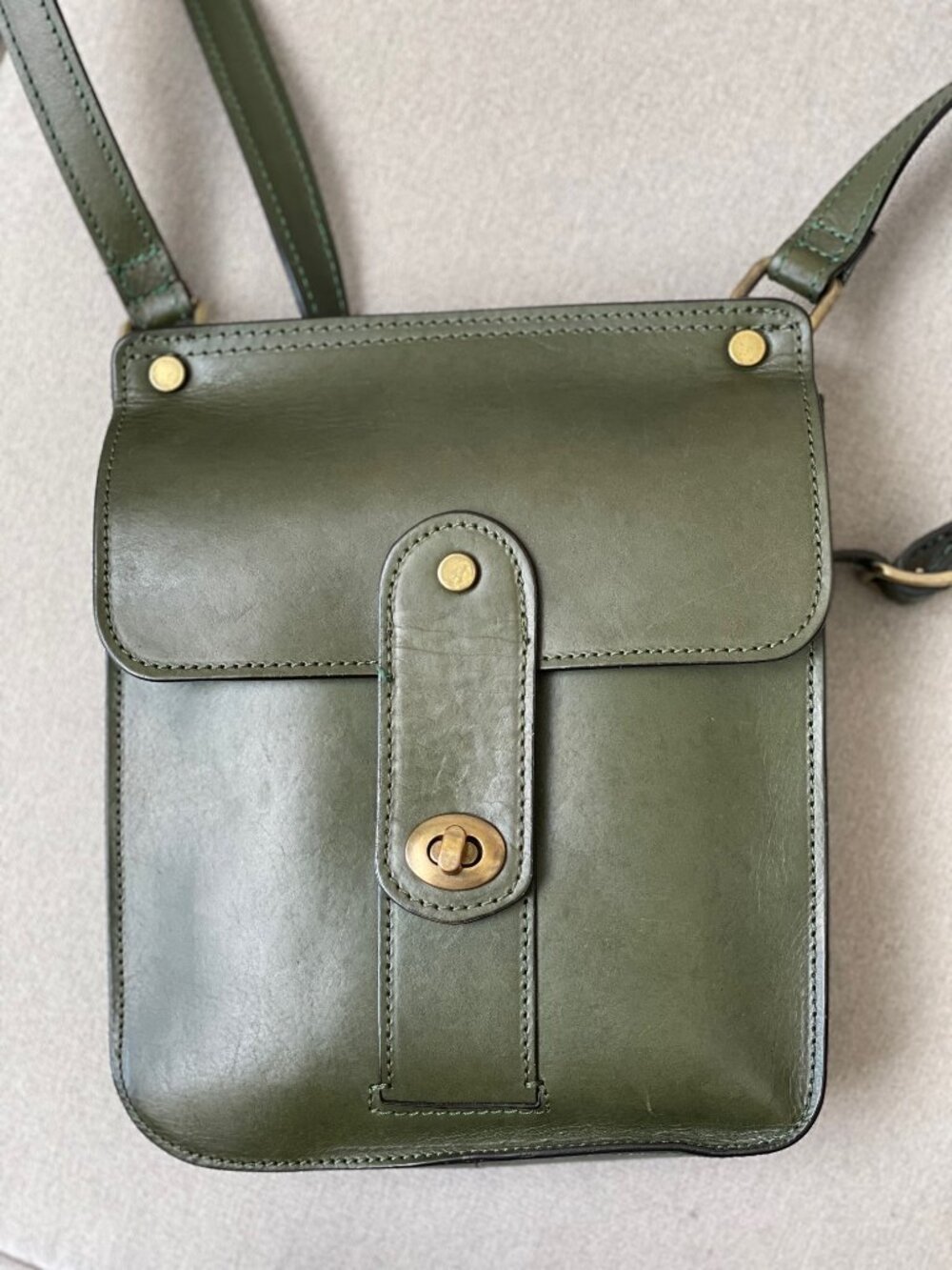 Anonimo Fiorentino Green Genuine Leather Crossbody Bag Purse Made in Italy